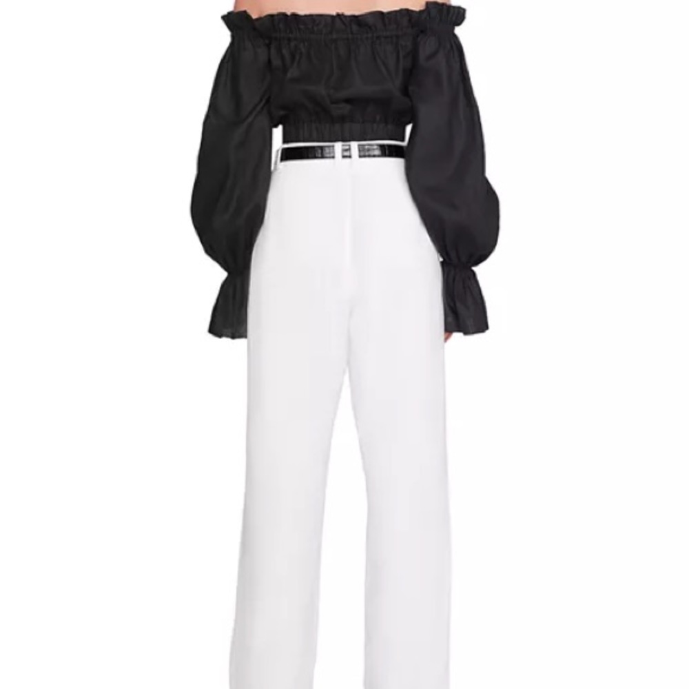 STAUD Black Off-Shoulder Puff Sleeve Blouse MEDIUM - Picture 2 of 8